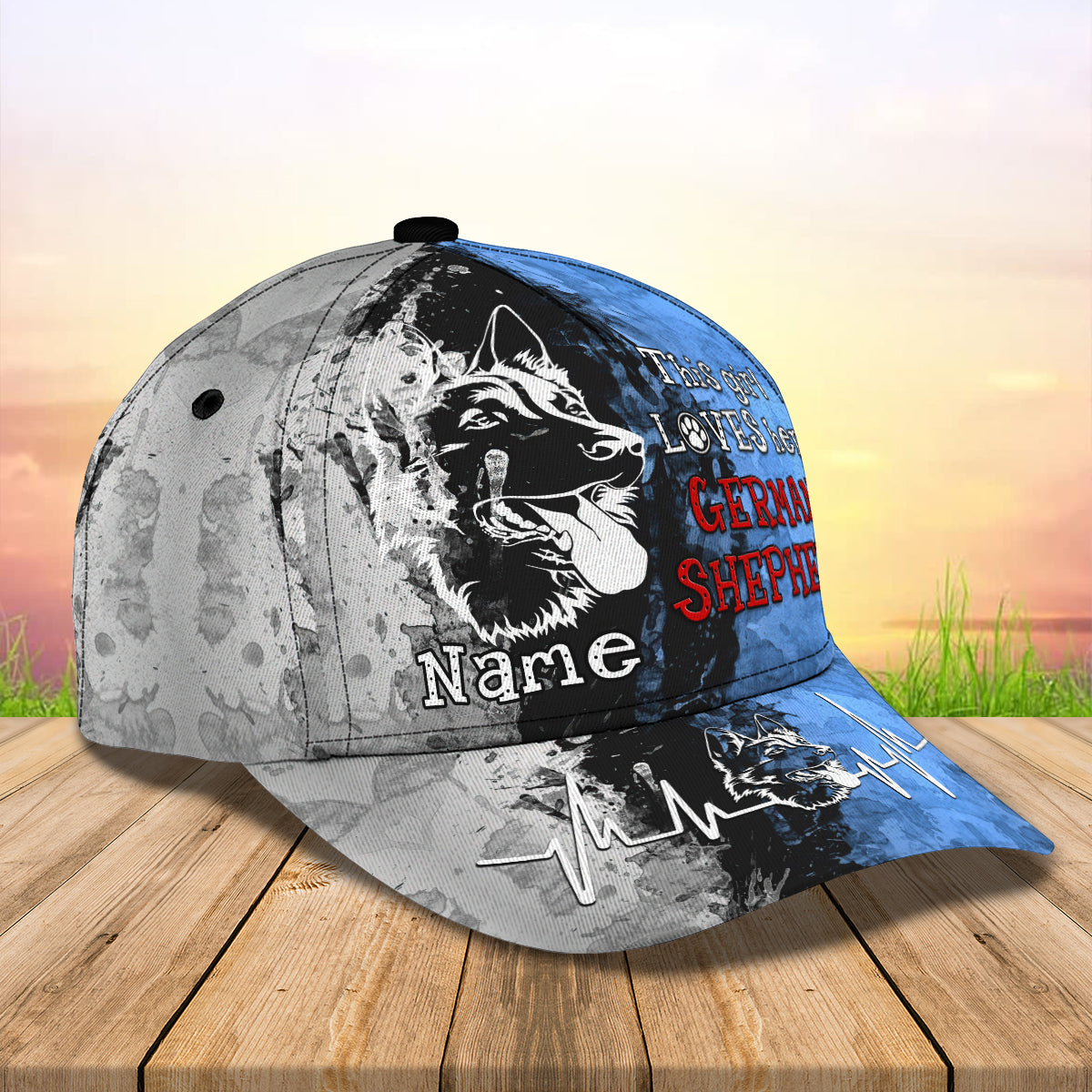 3D Classic Cap This Girl Loves Her German Shepherd Personalized Name Cap Trucker Hats Custom Hats Gifts For Men & Women