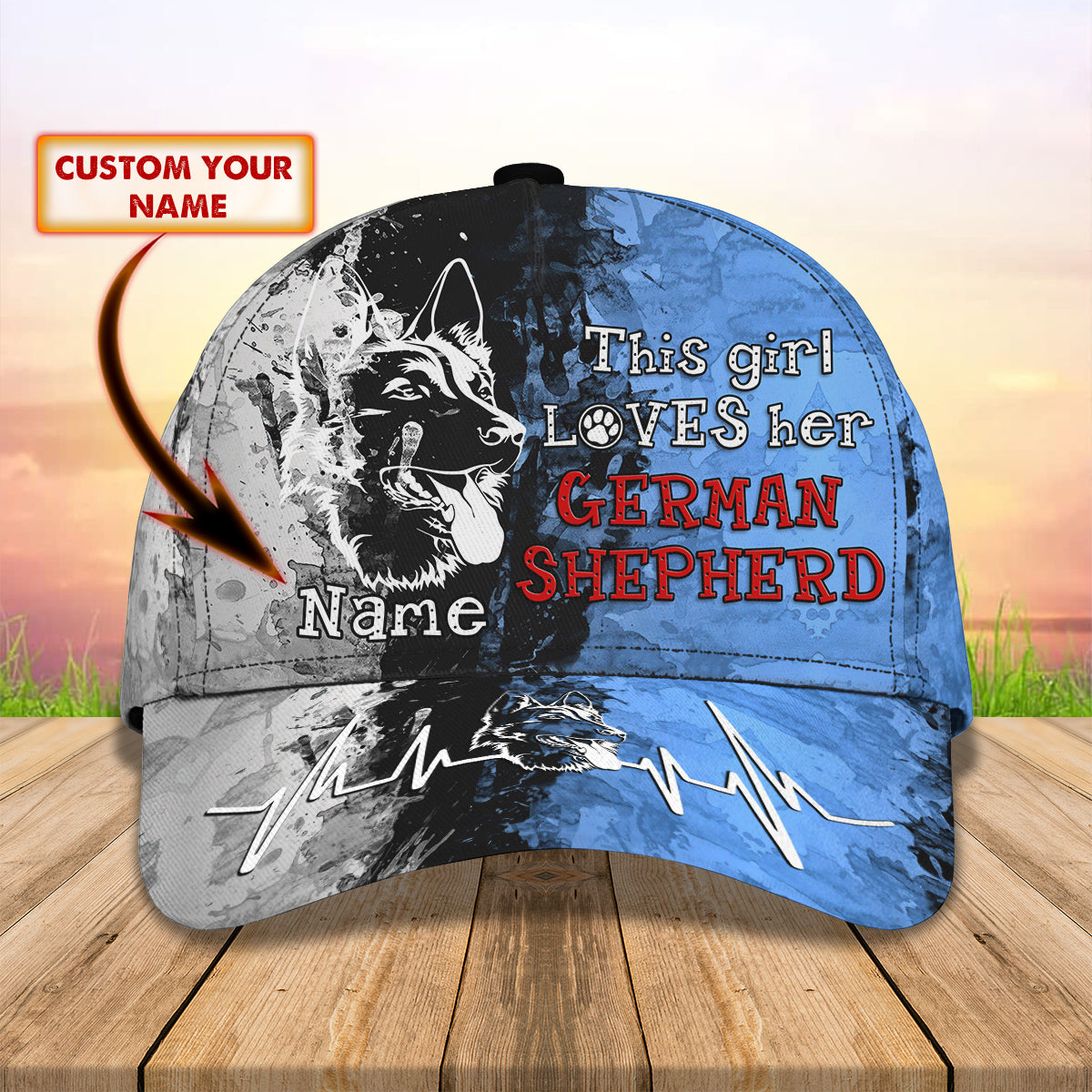 3D Classic Cap This Girl Loves Her German Shepherd Personalized Name Cap Trucker Hats Custom Hats Gifts For Men & Women
