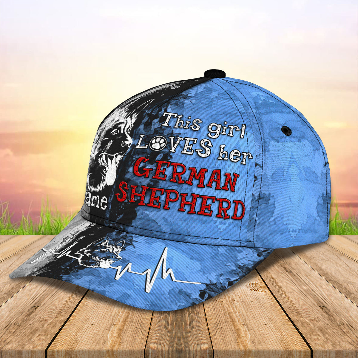 3D Classic Cap This Girl Loves Her German Shepherd Personalized Name Cap Trucker Hats Custom Hats Gifts For Men & Women