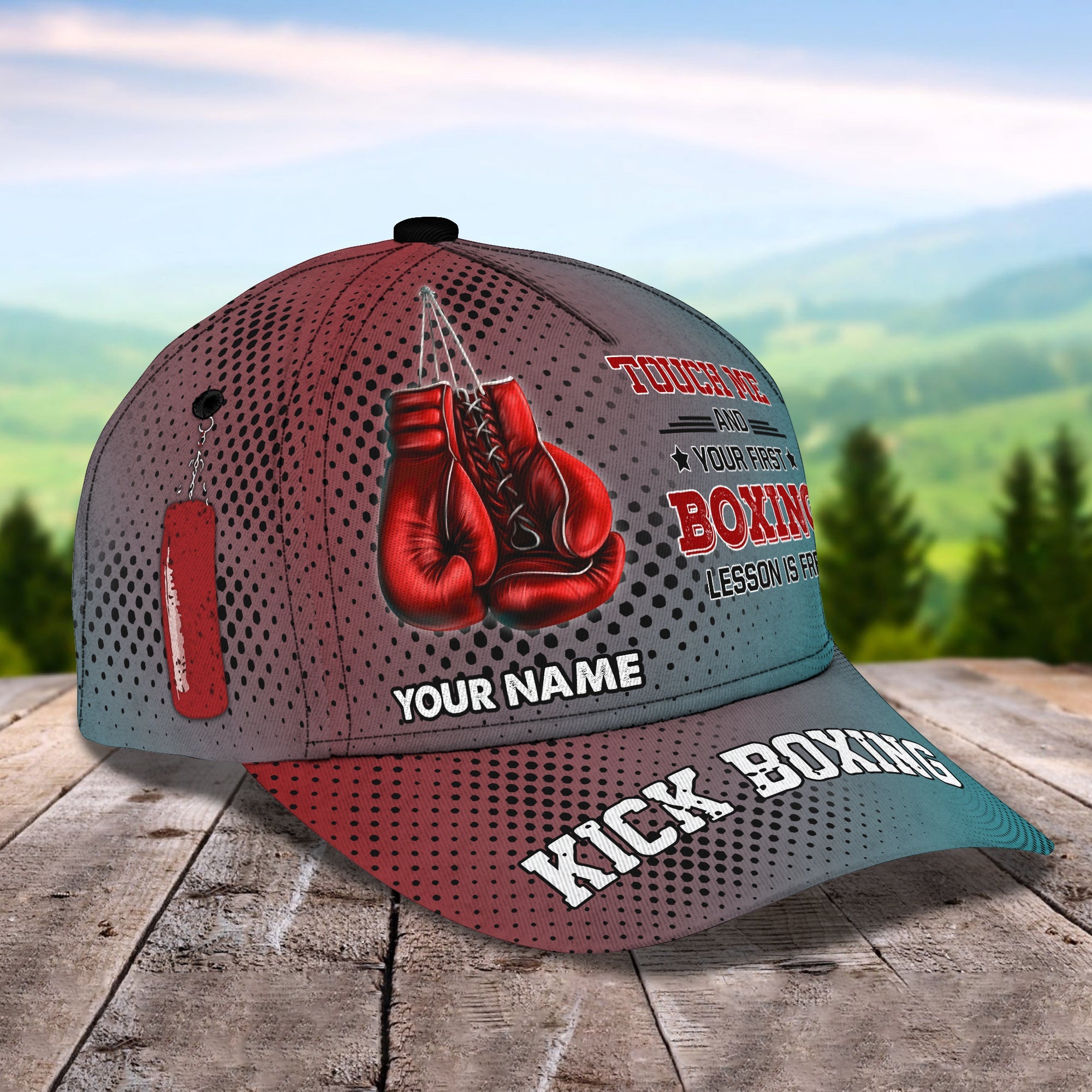 3D Classic Cap Touch Me And Your First Boxing Lesson Is Free Personalized Name Cap Trucker Hats Custom Hats Gifts For Men & Women