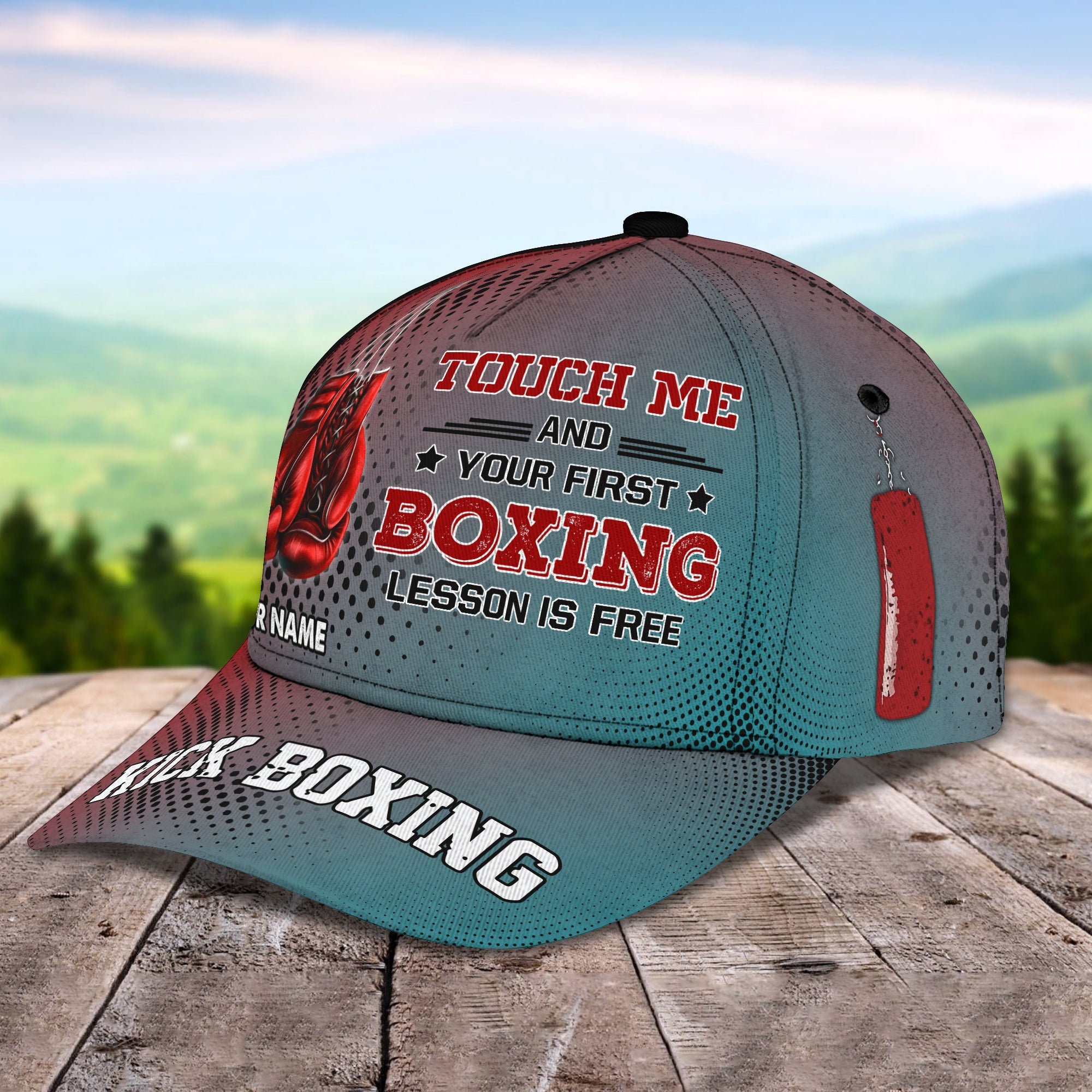 3D Classic Cap Touch Me And Your First Boxing Lesson Is Free Personalized Name Cap Trucker Hats Custom Hats Gifts For Men & Women