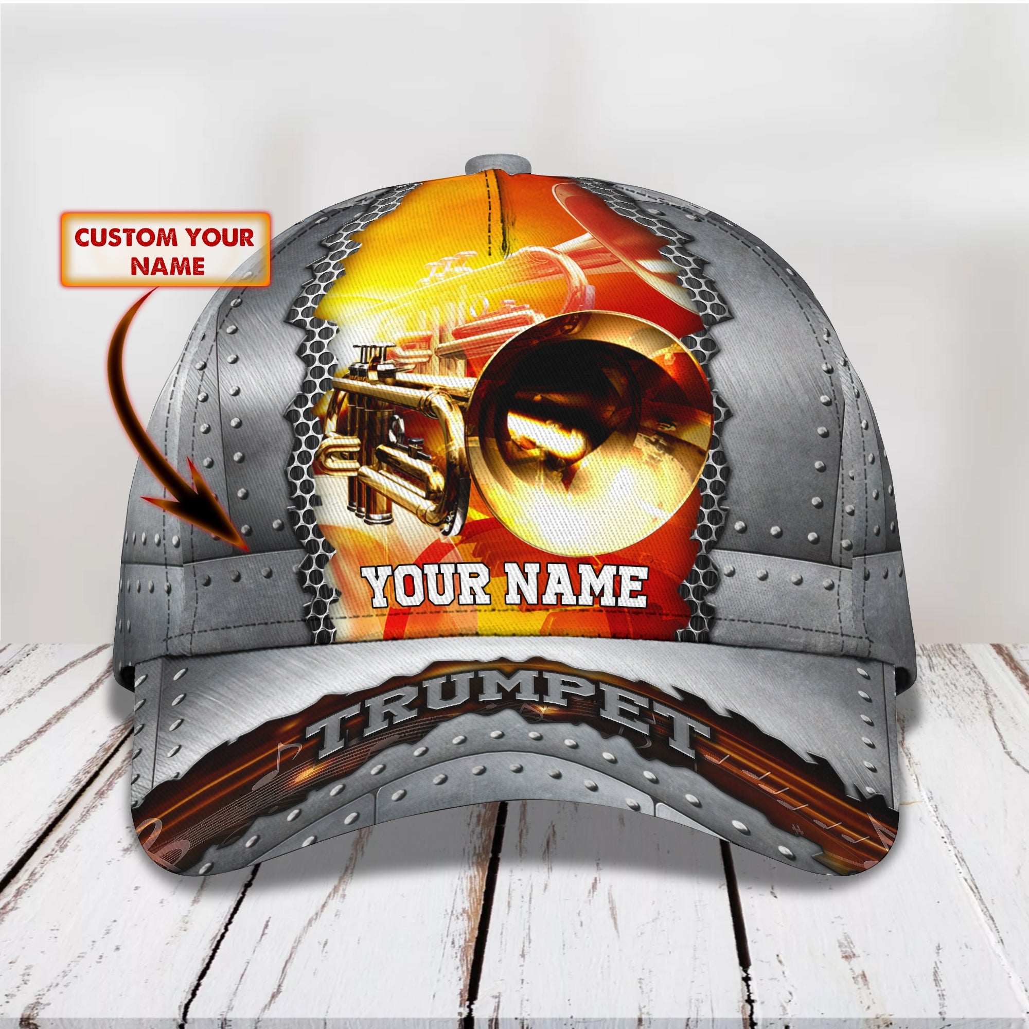 3D Classic Cap Trumpet Personalized Name Cap 03 Trucker Hats Custom Hats Gifts For Men & Women