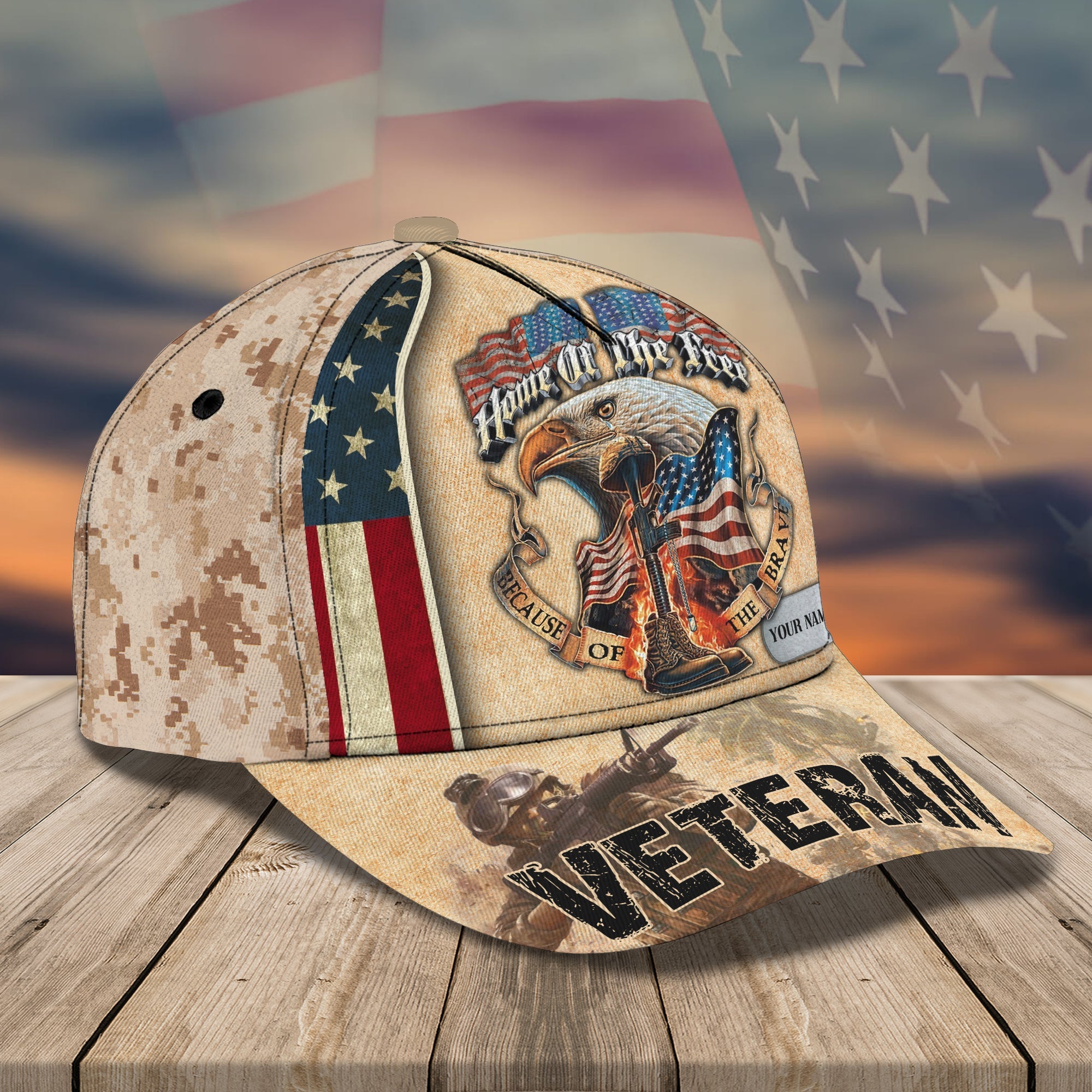 3D Classic Cap Us Veteran Personalized Name Cap Trucker Hats Custom Hats Gifts For Men & Women