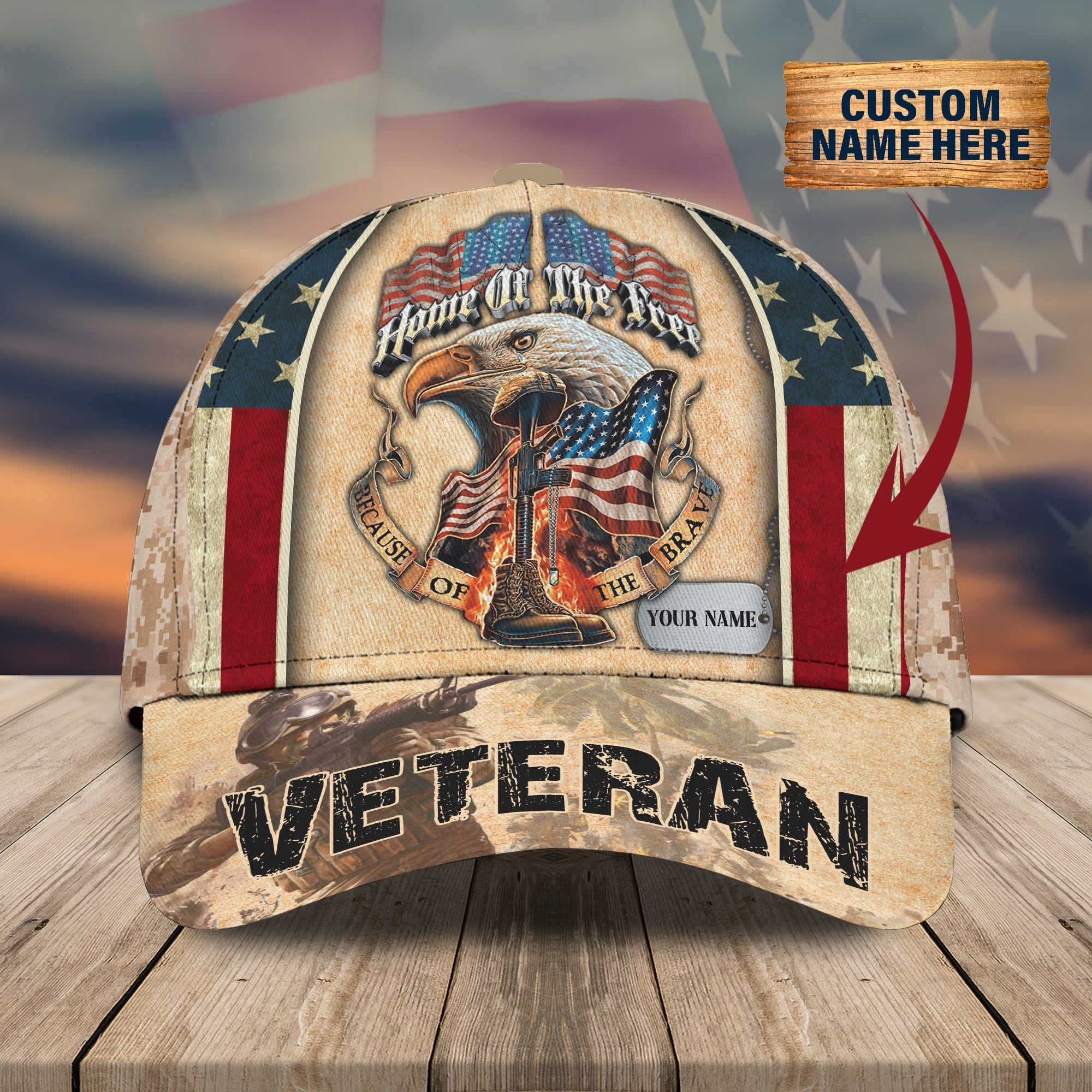 3D Classic Cap Us Veteran Personalized Name Cap Trucker Hats Custom Hats Gifts For Men & Women
