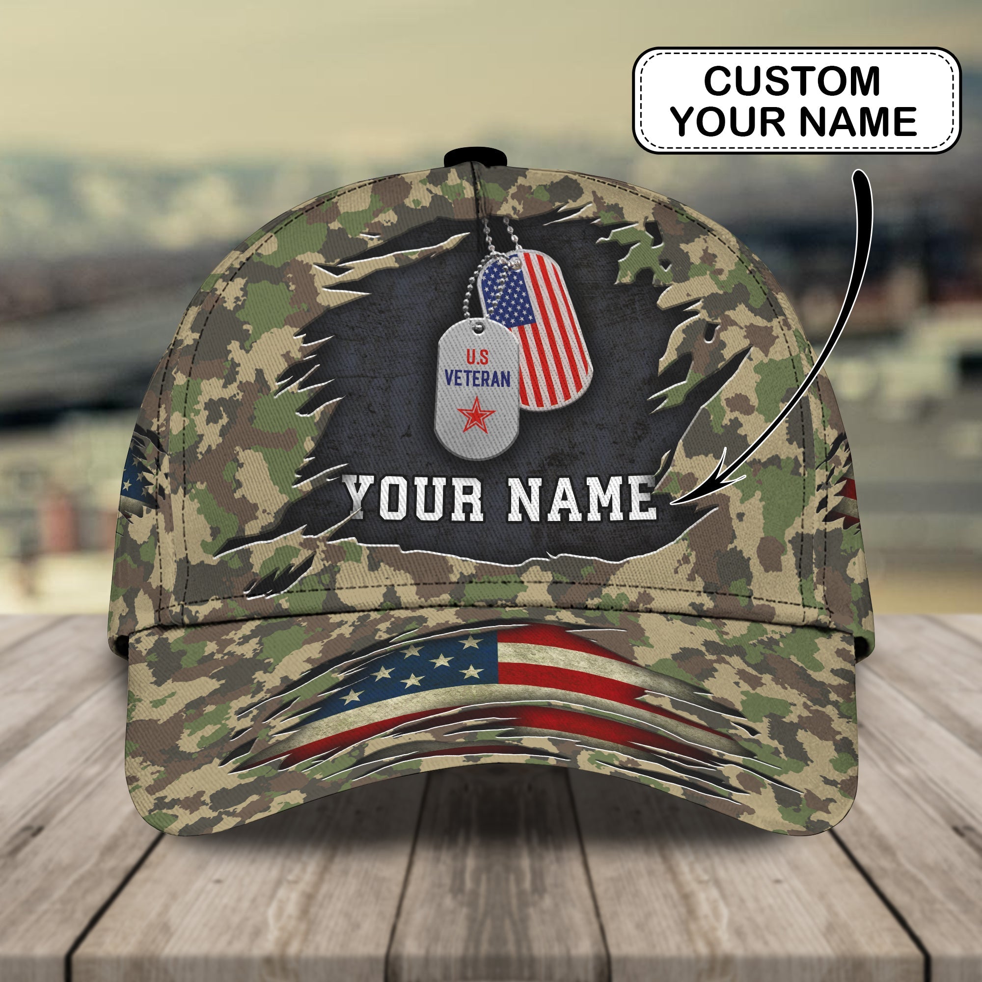 3D Classic Cap Veteran 1 Personalized Name Cap 020 Trucker Hats Custom Hats Gifts For Men & Women