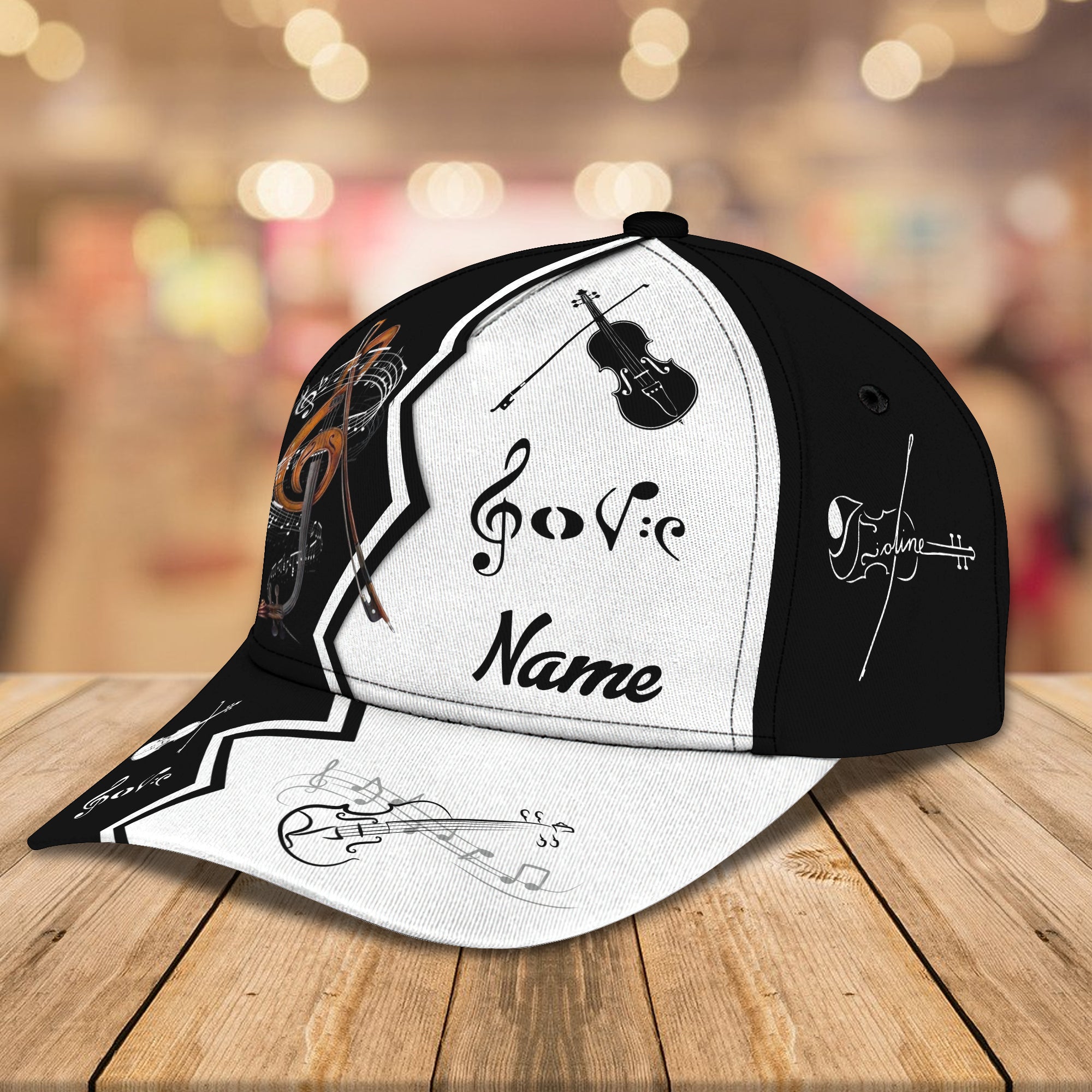 3D Classic Cap Violin Personalized Name Cap 408 Trucker Hats Custom Hats Gifts For Men & Women