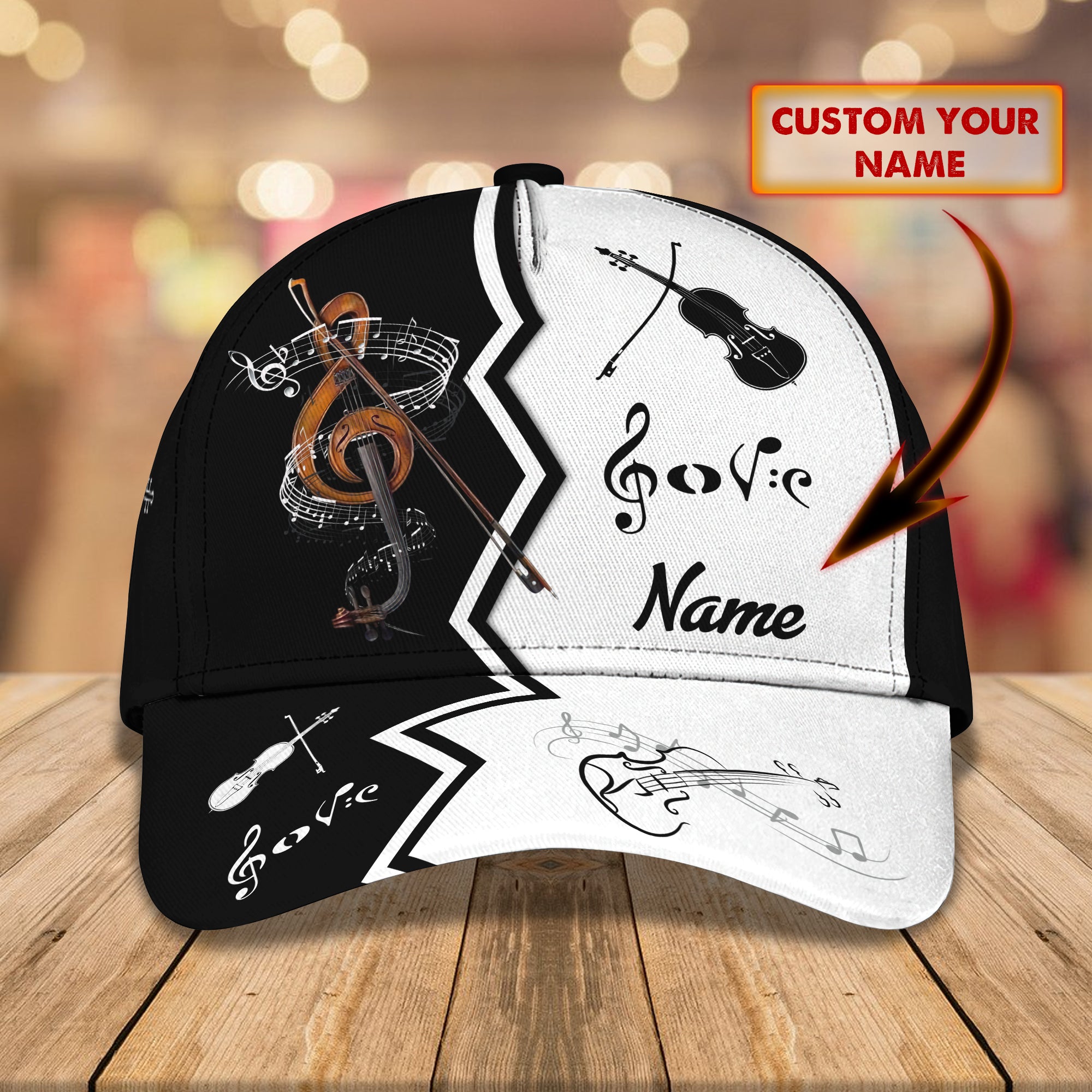 3D Classic Cap Violin Personalized Name Cap 408 Trucker Hats Custom Hats Gifts For Men & Women