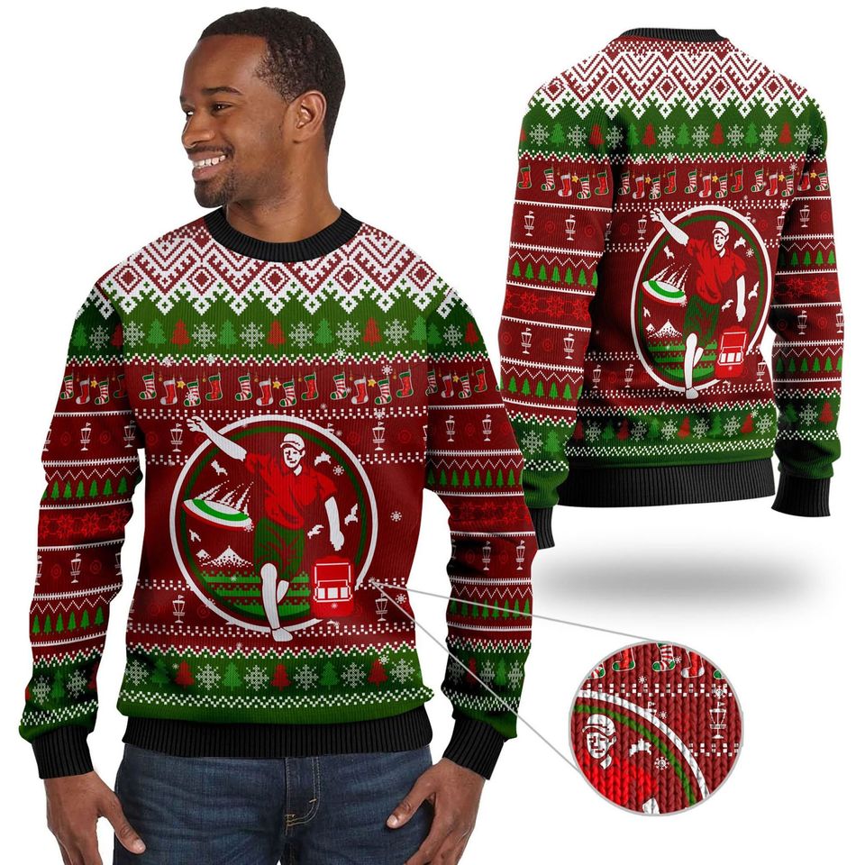 3D Disc Golf Image Noel Pattern Ugly Sweater