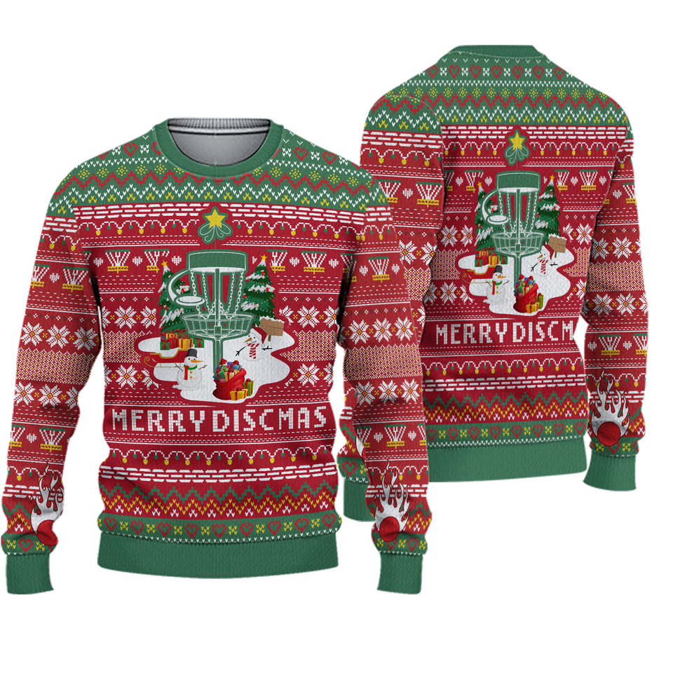 3D Disc Golf Lovers Merry Discmas Christmas Gift All Over Print Sweater