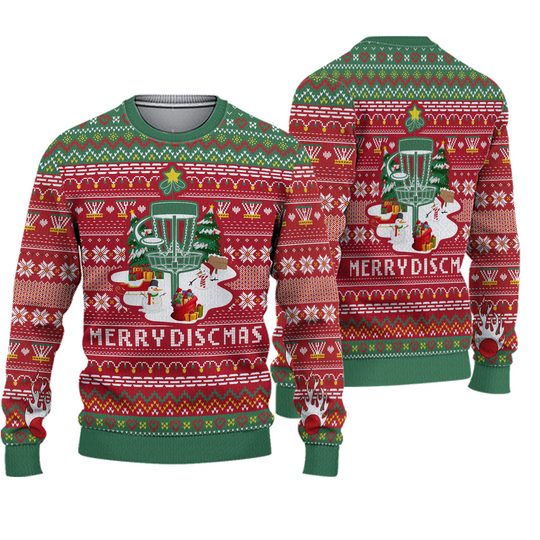 3D Disc Golf Lovers Merry Discmas Christmas Gift All Over Print Sweater - Image 2