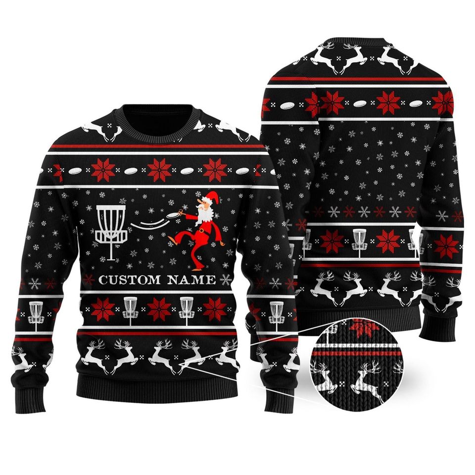 3D Disc Golf Noel Pattern Custom Ugly Sweater