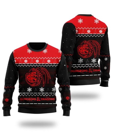 3D Dungeons And Dragons Ugly Sweater Roll And Dragon - Image 2