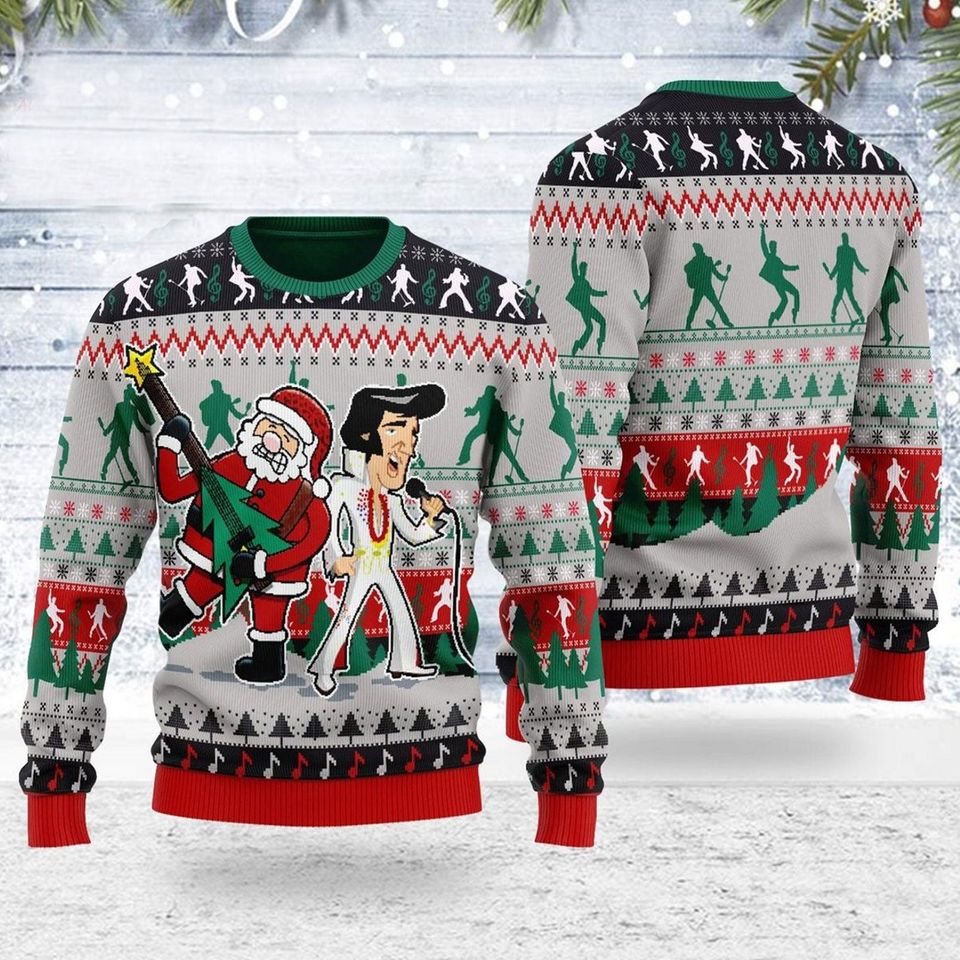 3D-Elvis Presley Ugly Christmas Sweater