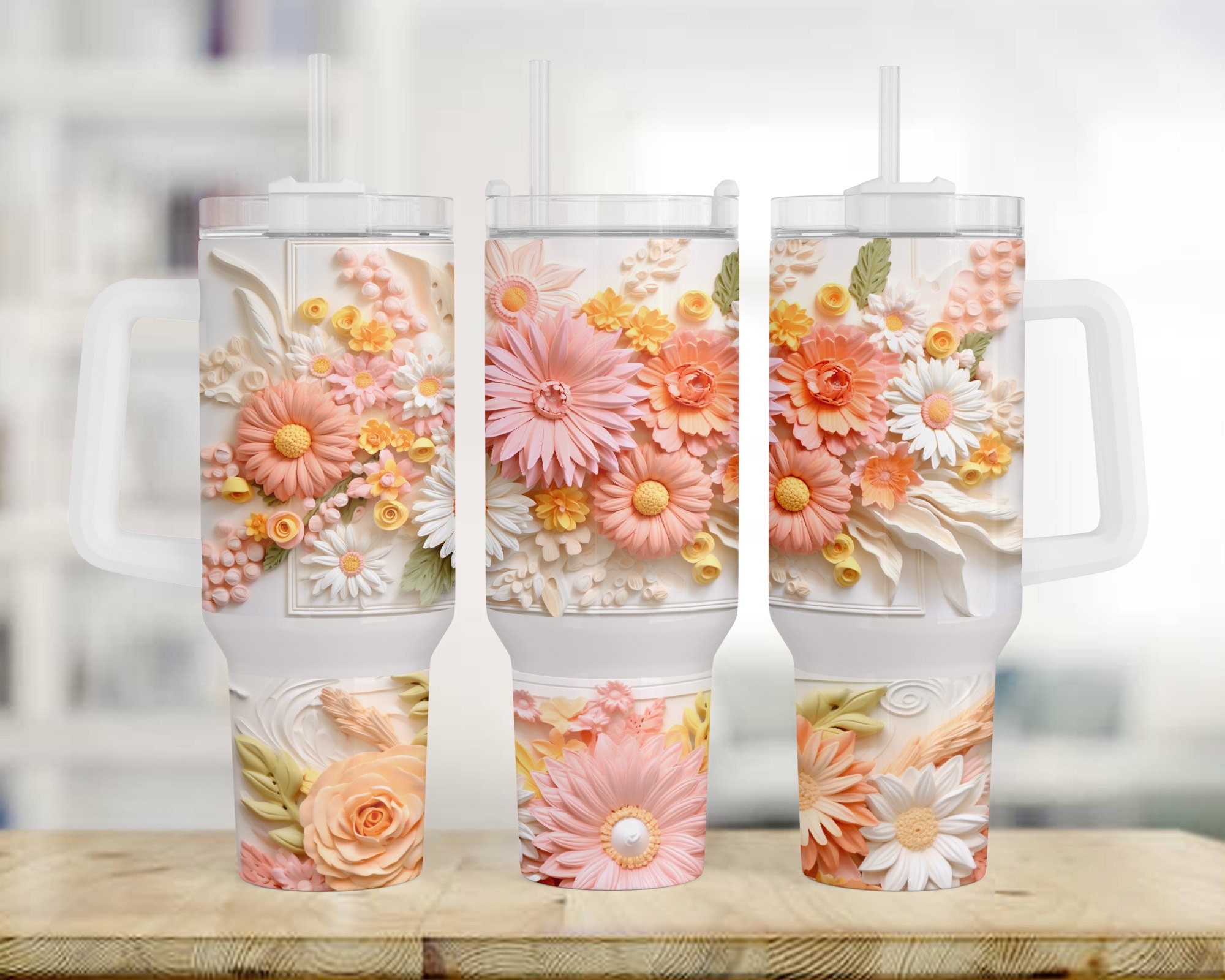3D Flowers Custom Stanley Cup 40 oz 30 oz Tumbler With HandleTVC2301958