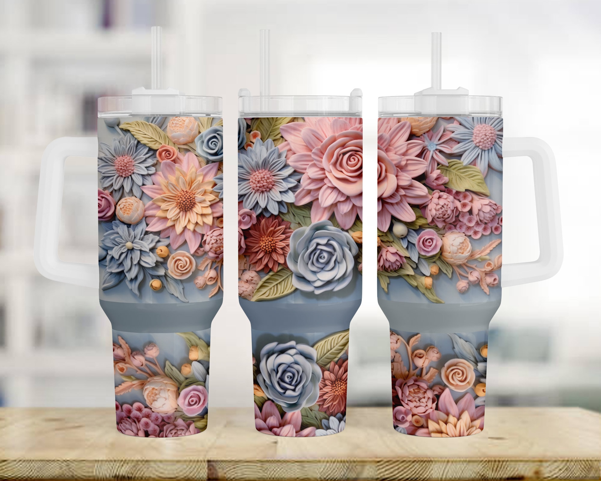 3D Flowers Custom Stanley Cup 40 oz 30 oz Tumbler With HandleTVC2301964