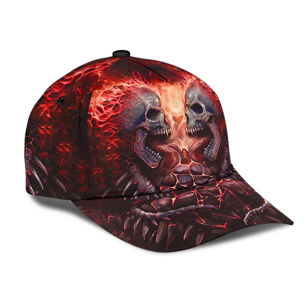 3D Full Printed Baseball Cap With Skull Angry Red Fire Skull Pattern On Cap Hat Trucker Hats Custom Hats Gifts For Men & Women