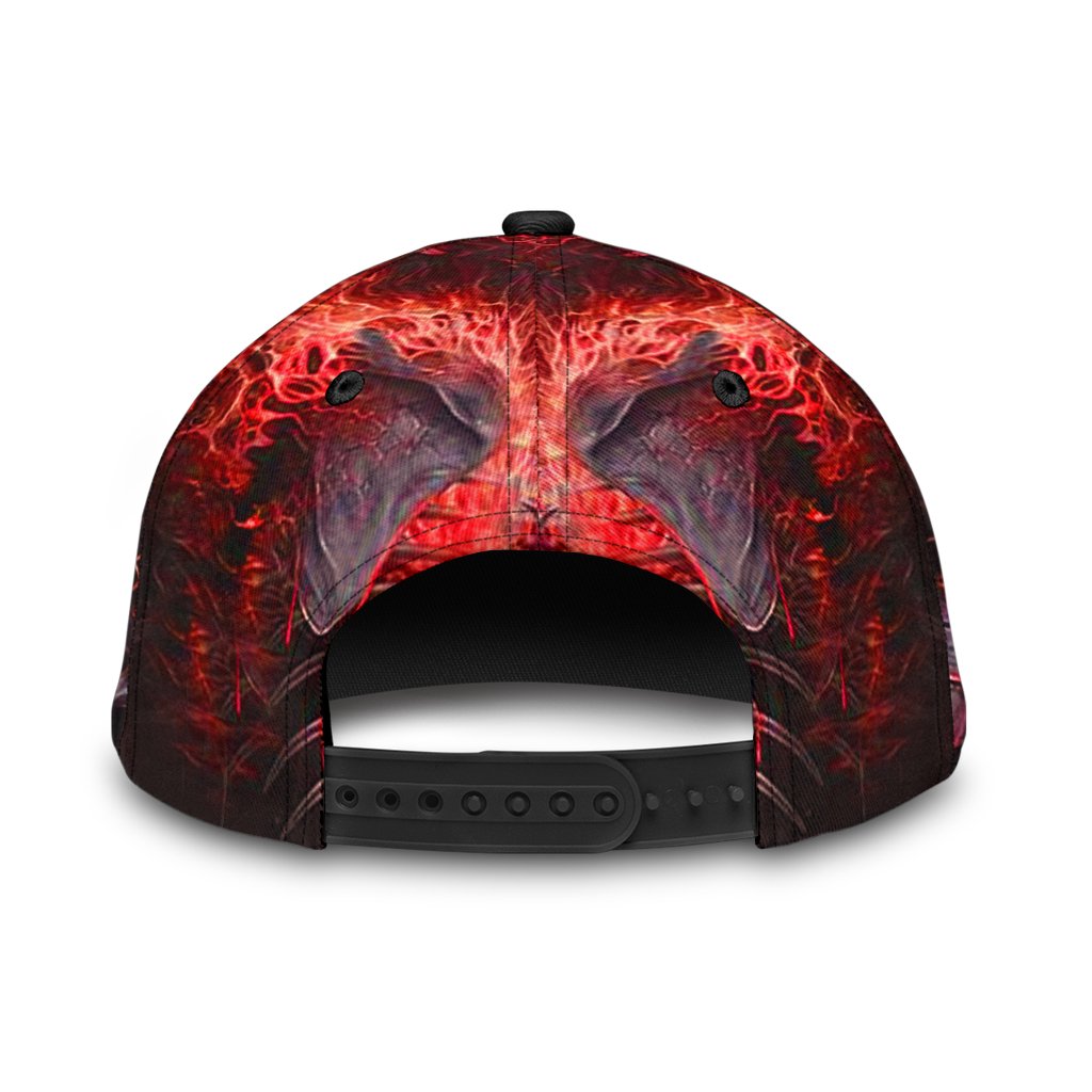 3D Full Printed Baseball Cap With Skull Angry Red Fire Skull Pattern On Cap Hat Trucker Hats Custom Hats Gifts For Men & Women