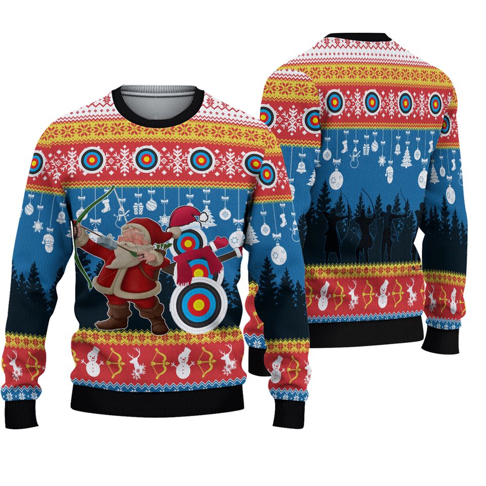 3D Funny Christmas Santa Claus Archery Ugly Sweater