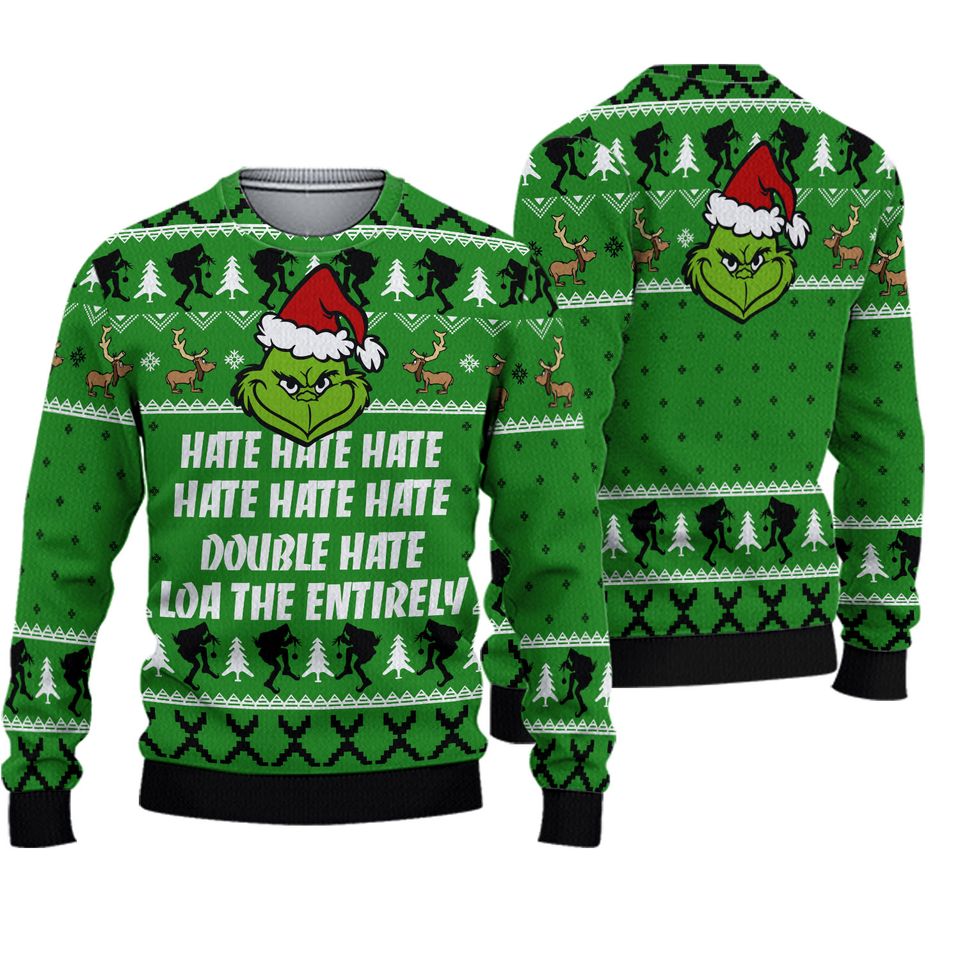 3D Funny Hate Symbol Christmas Sweater