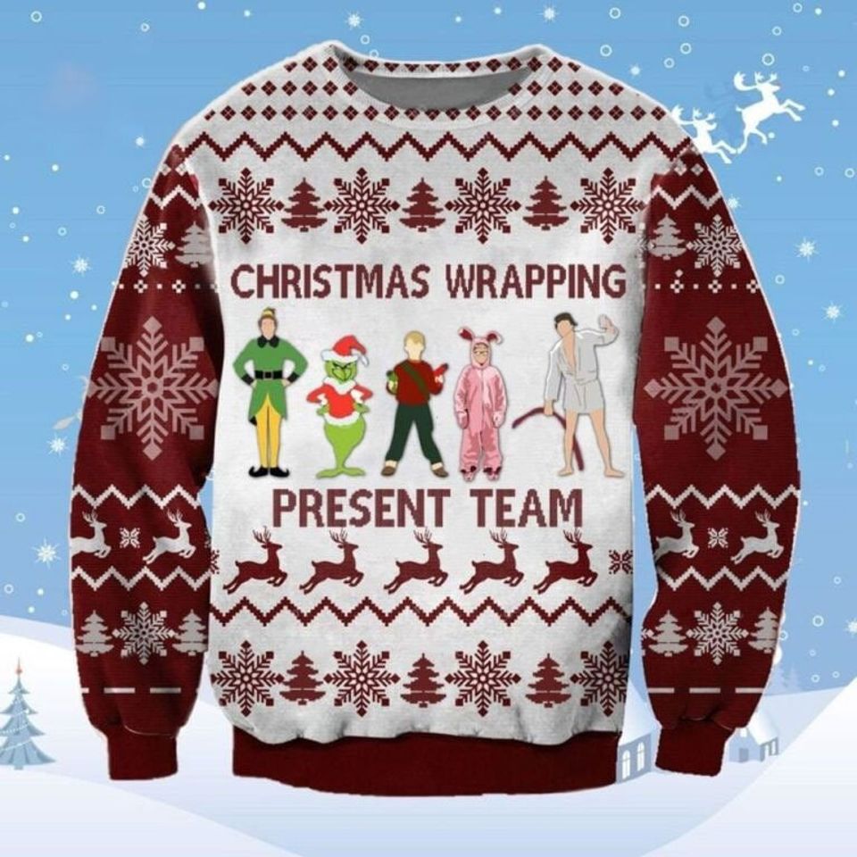 3D Gift Shirt, Wrapping Present Team Muppet Home Alone Christmas Ugly Sweater