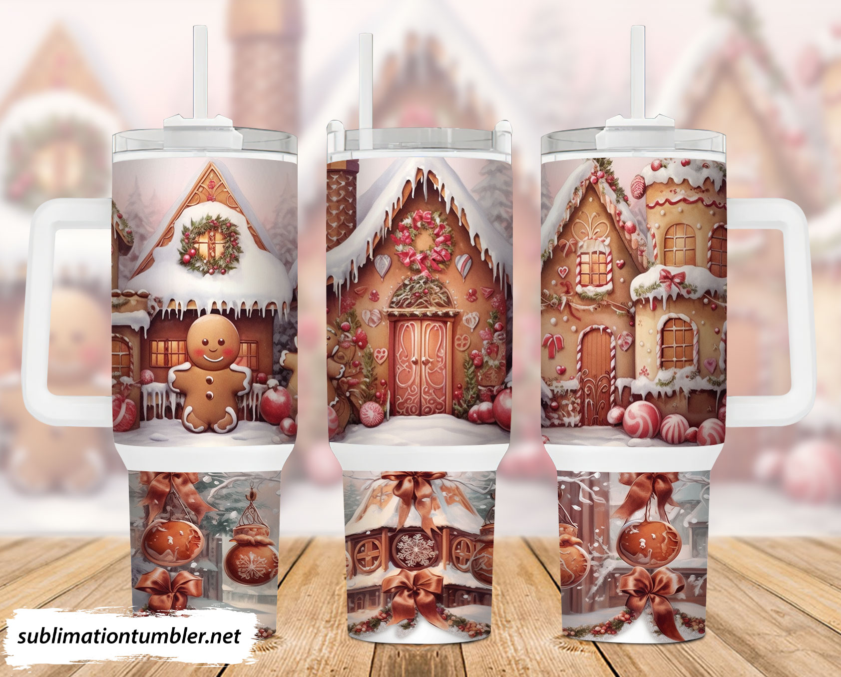 3D Gingerbread House Custom Stanley Cup 40 oz 30 oz Tumbler With HandleTVC2301896