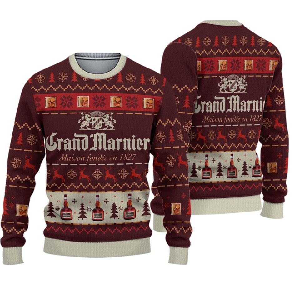 3D Grand Marnier 3D Print Christmas Sweater