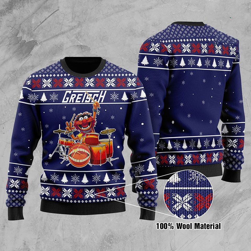 3D Gretsch Drums Ugly Christmas Sweater