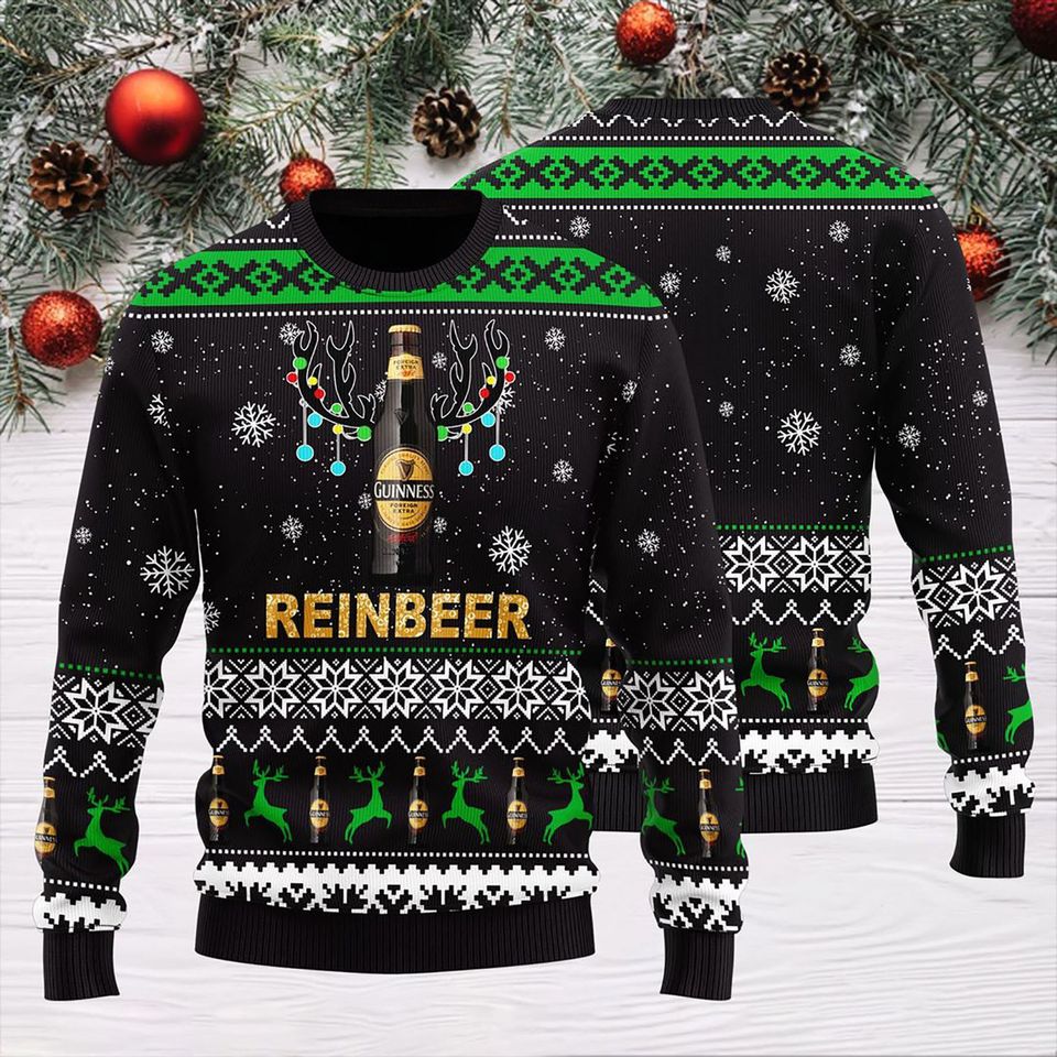 3D Guinness Reinbeer Christmas Sweater