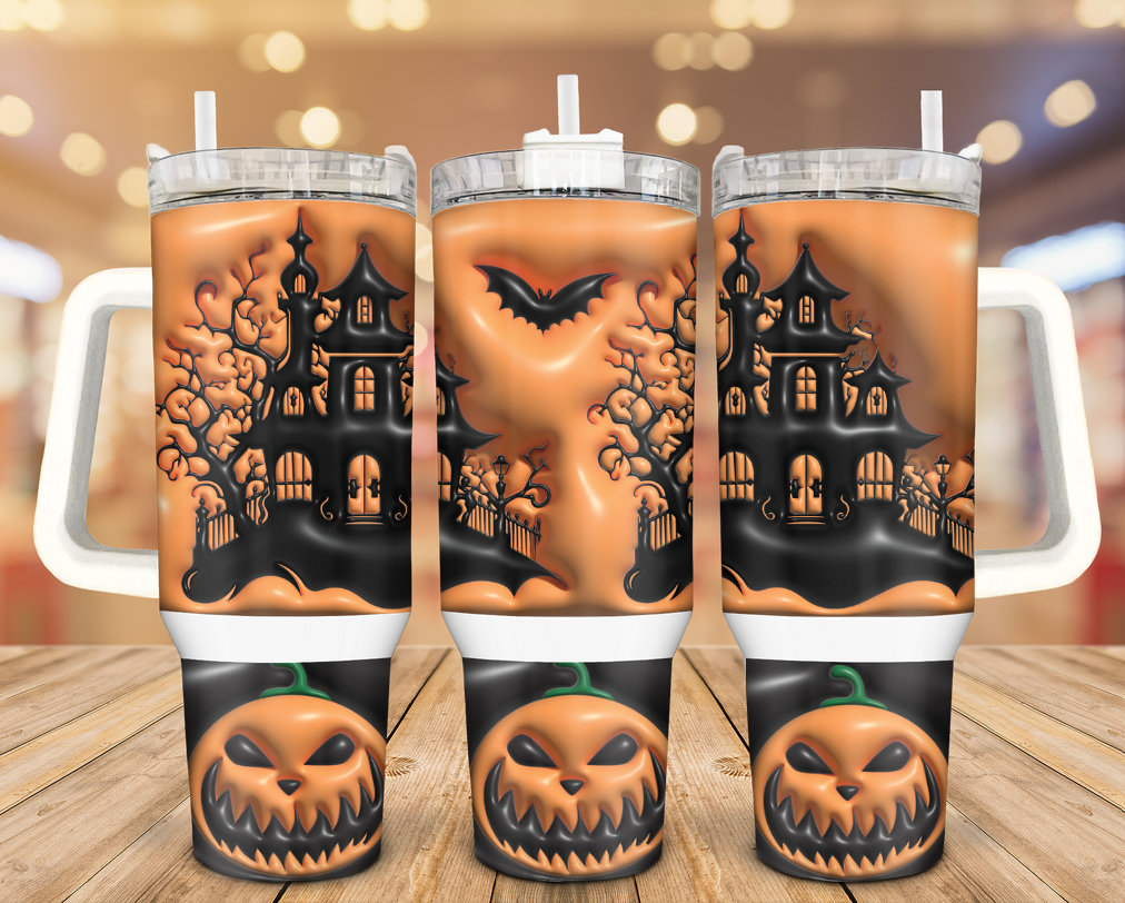 3D Halloween Pumpkin Castle Custom Stanley Cup 40 oz 30 oz Tumbler With HandleTVC2301933