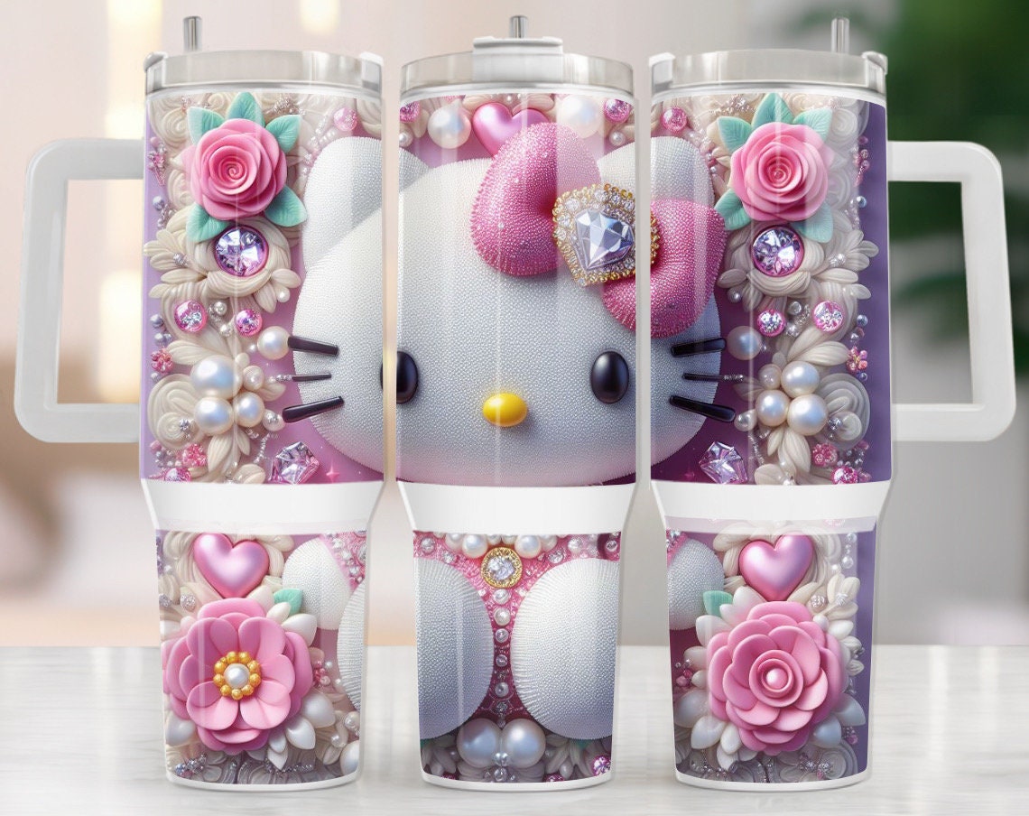 3D Hello Kitty Sanrio Cartoon Custom Stanley Cup 40 oz 30 oz Tumbler With HandleTVC2301971