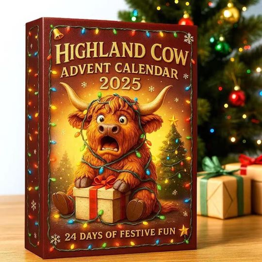 3D Highland Cow Advent Calendar, 24 Resin Farmhouse, Christmas Figurines, Christmas gifts - Image 6