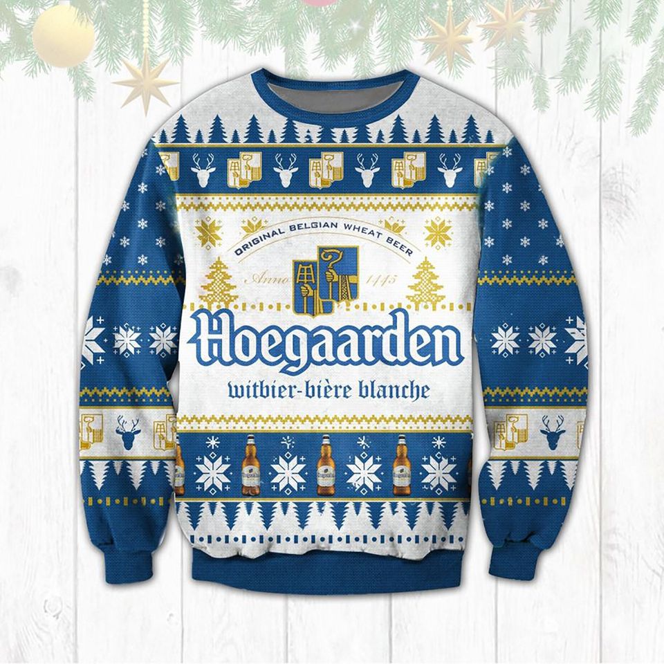 3D Hoegaarden Ugly Sweater Beer Drinking