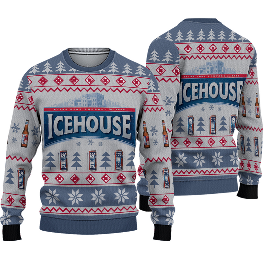 3D Icehouse Beer Ugly Sweater Christmas