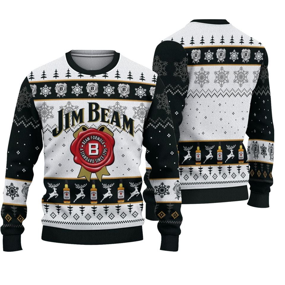 3D Jim Beam Whiskey 1795 Ugly Sweater Christmas