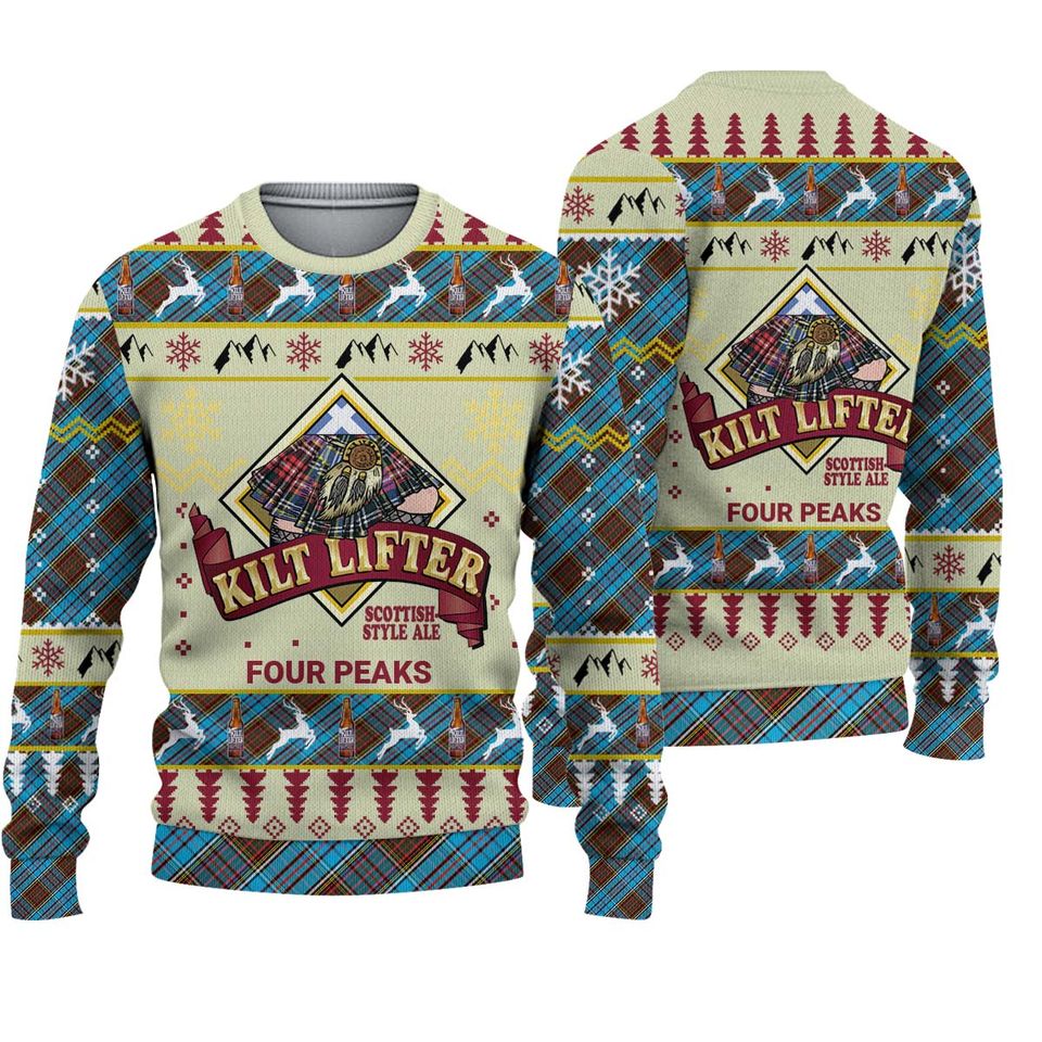 3D Kilt Lifter Four Peaks Christmas Ugly Sweater