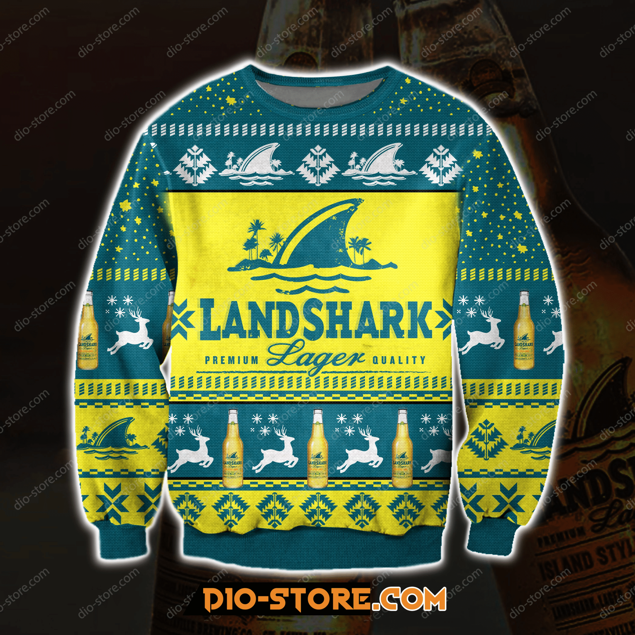 3D Landshark Lager Beer Ugly Christmas Sweater Adult 3D Funny Matching for family