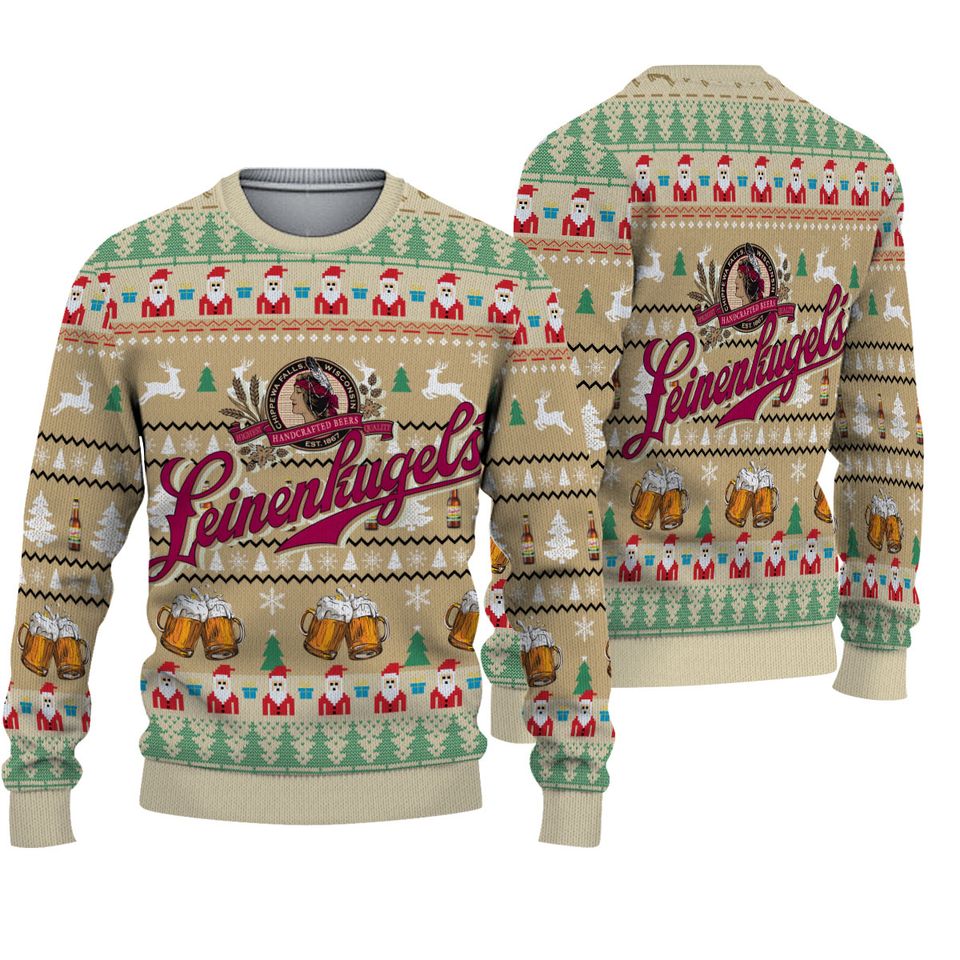 3D Leinenkagels Ugly Sweater Beer Drinking Christmas