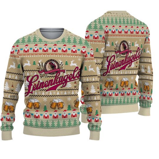 3D Leinenkagels Ugly Sweater Beer Drinking Christmas - Image 2