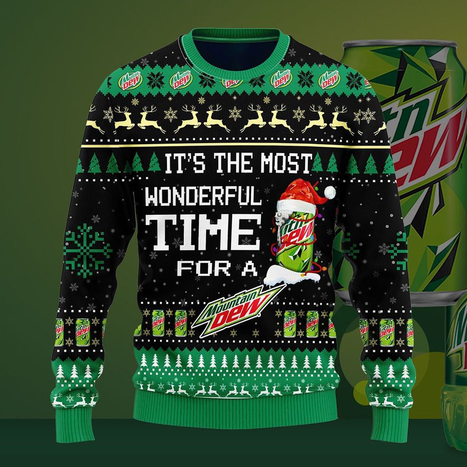 3D Most Wonderful Time For A Mountain Dew Christmas Sweater, Christmas Xmas