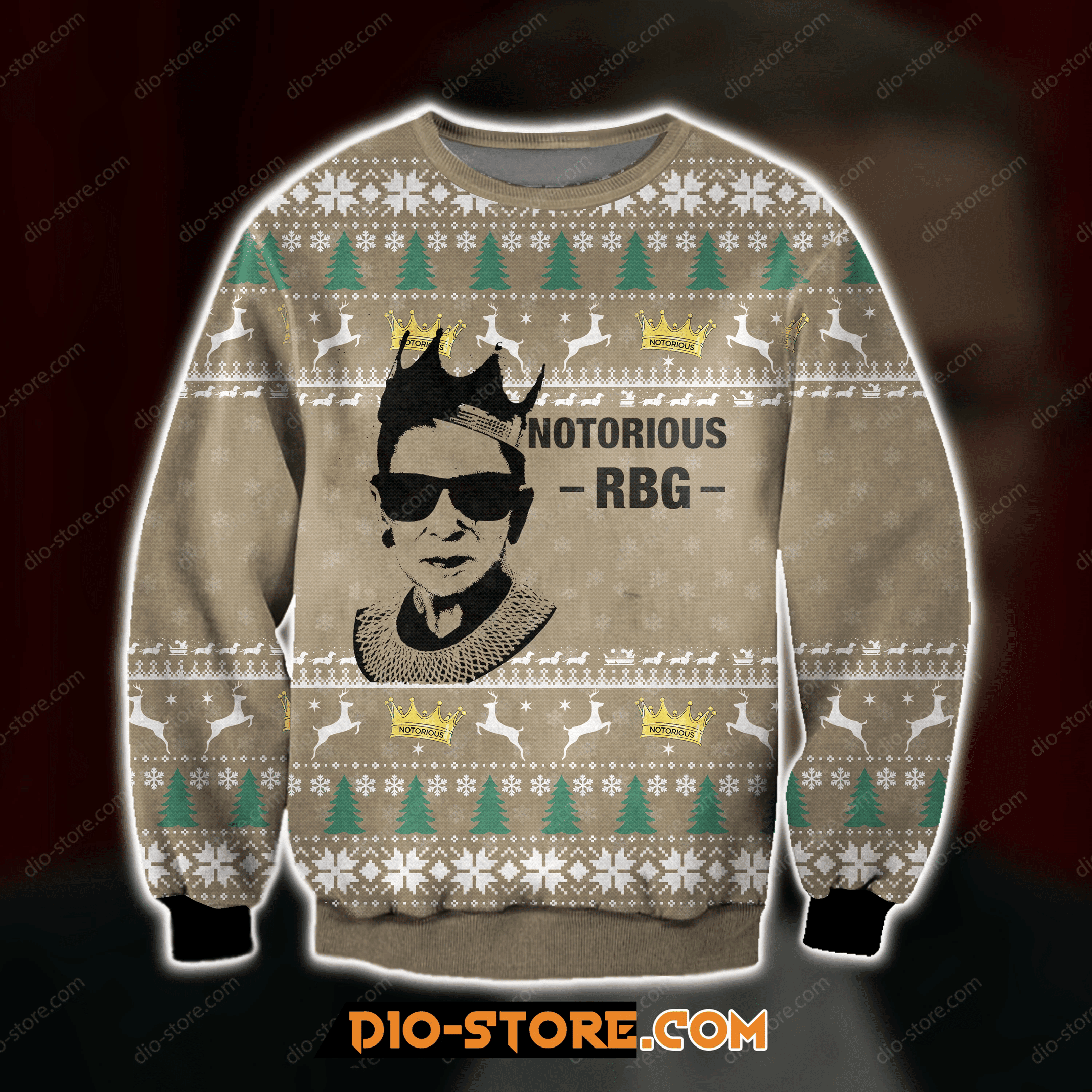 3D Notorious R.B.G Ugly Christmas Sweater Adult 3D Funny Matching for family
