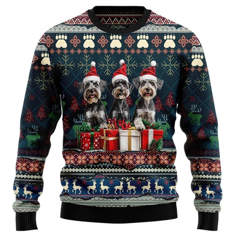 3D Print Animal Dog Graphic Ugly Christmas Sweatshirt