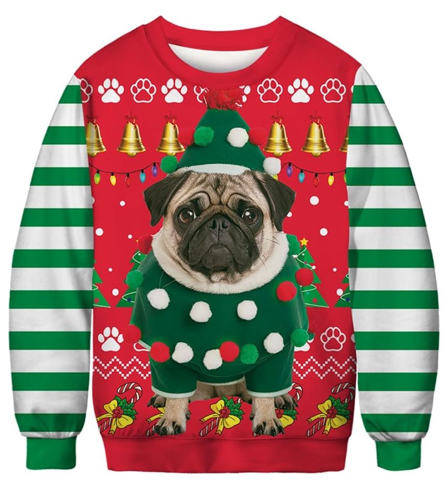 3D Print Animal Dog Pattern Ugly Christmas Sweatshirt