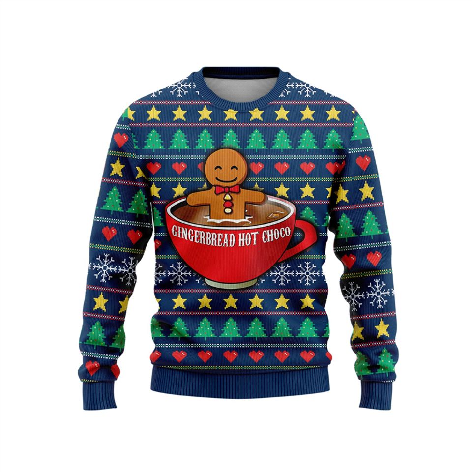 3D Print Gingerbread Pattern Man Ugly Christmas Sweatshirt