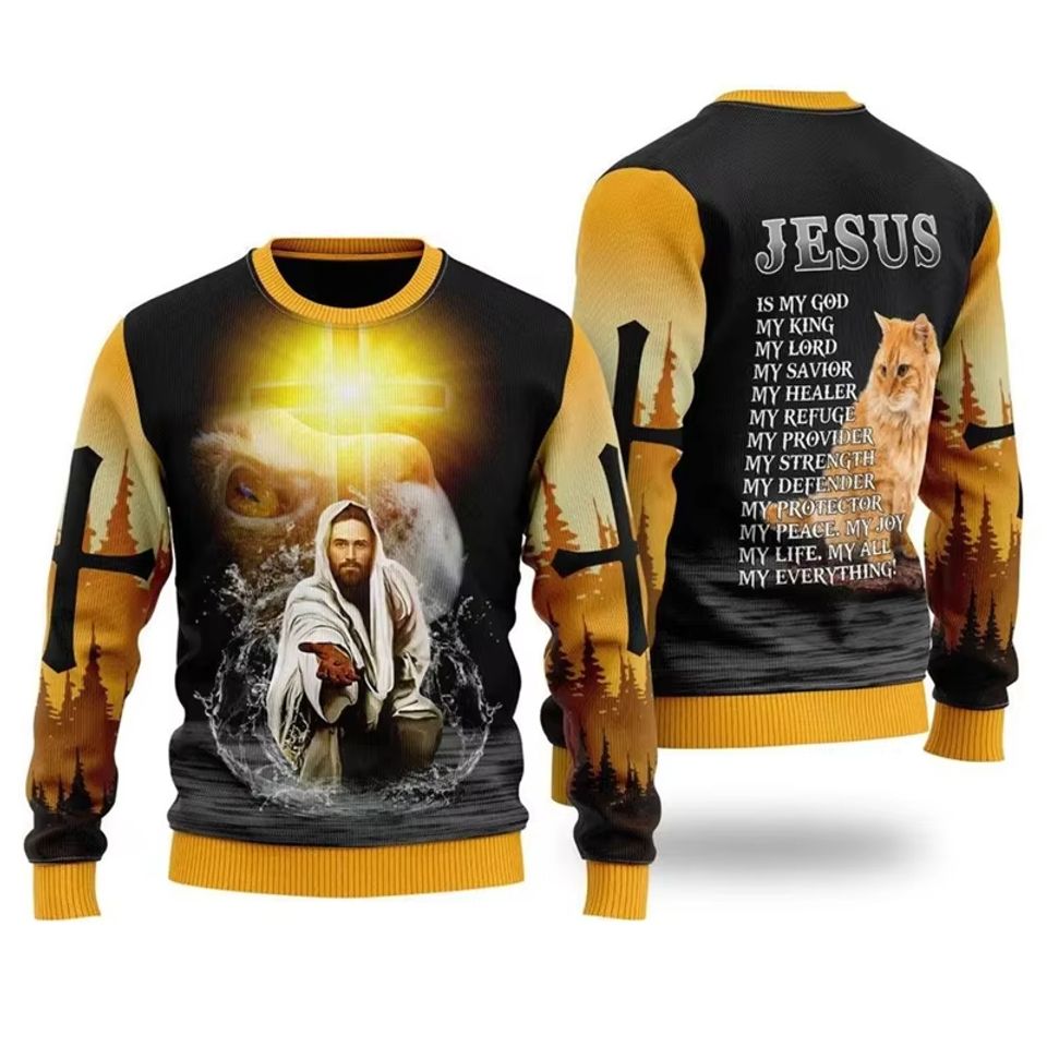 3D Print Jesus Ugly Christmas Jumper Sweatshirt