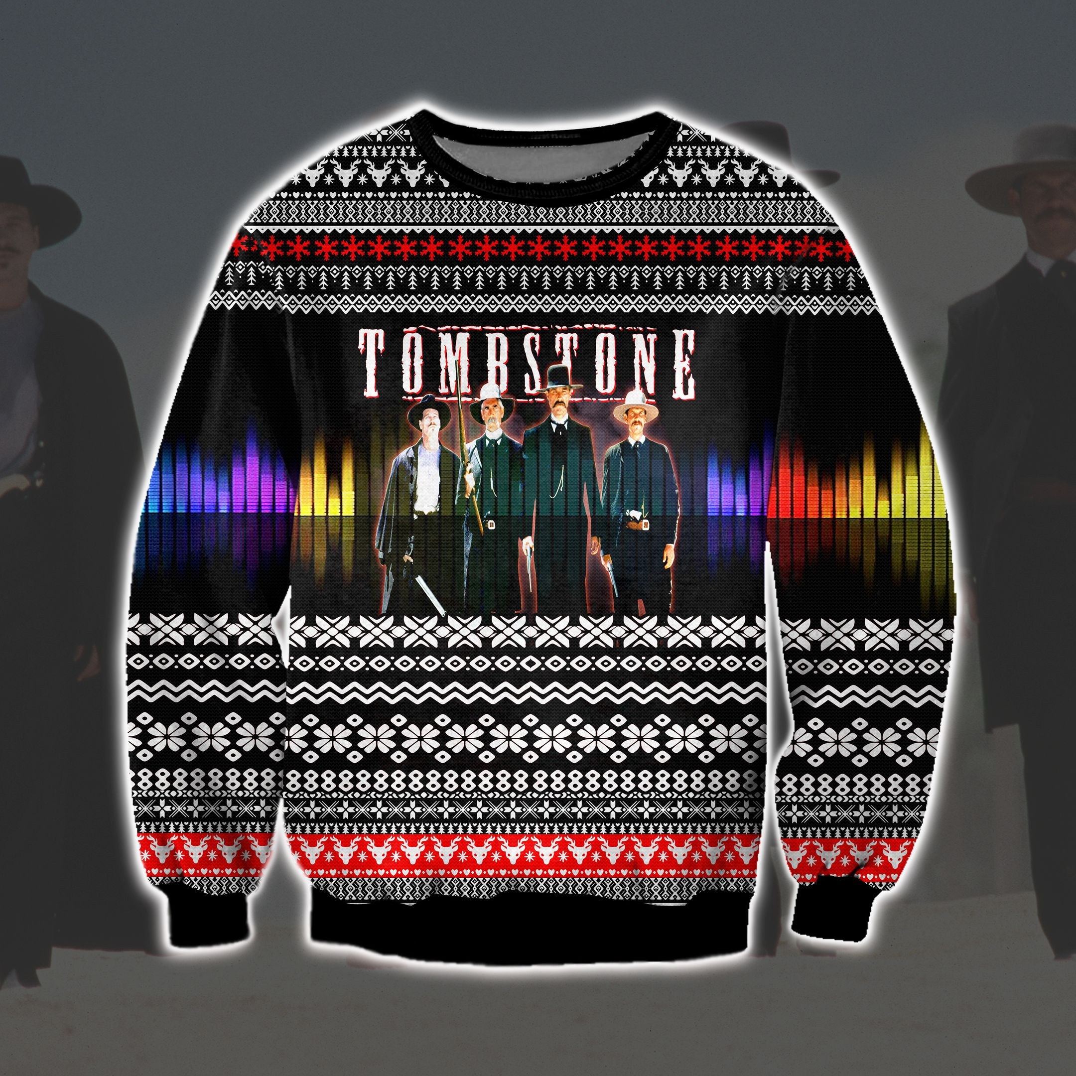 3D Print Knitting Pattern Tombstone Ugly Christmas Sweater Adult 3D Funny Matching for family