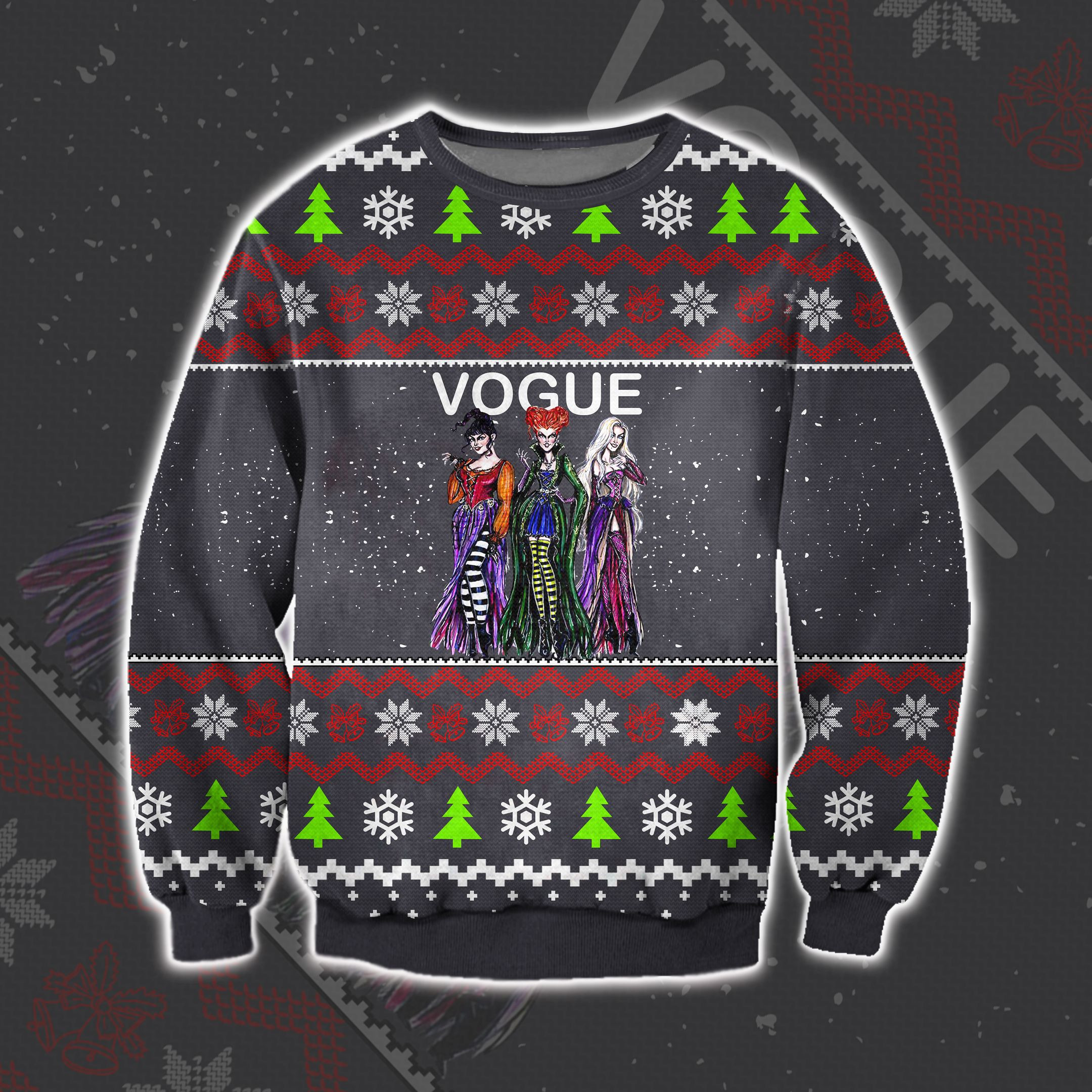 3D Print Knitting Pattern Vogue Magazine Ugly Christmas Sweater Adult 3D Funny Matching for family
