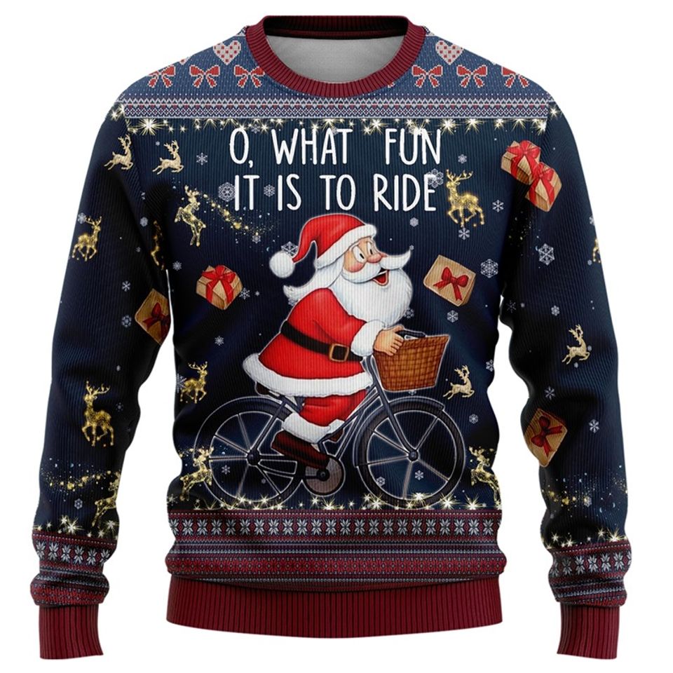 3D Print Santa & Jesus Ugly Christmas Sweatshirt, Xmas Holiday Sweatshirt