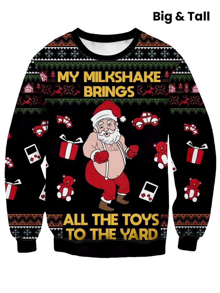 3D Print Ugly Santa Claus Sweatshirt, Merry Christmas 3D Sweatshirt