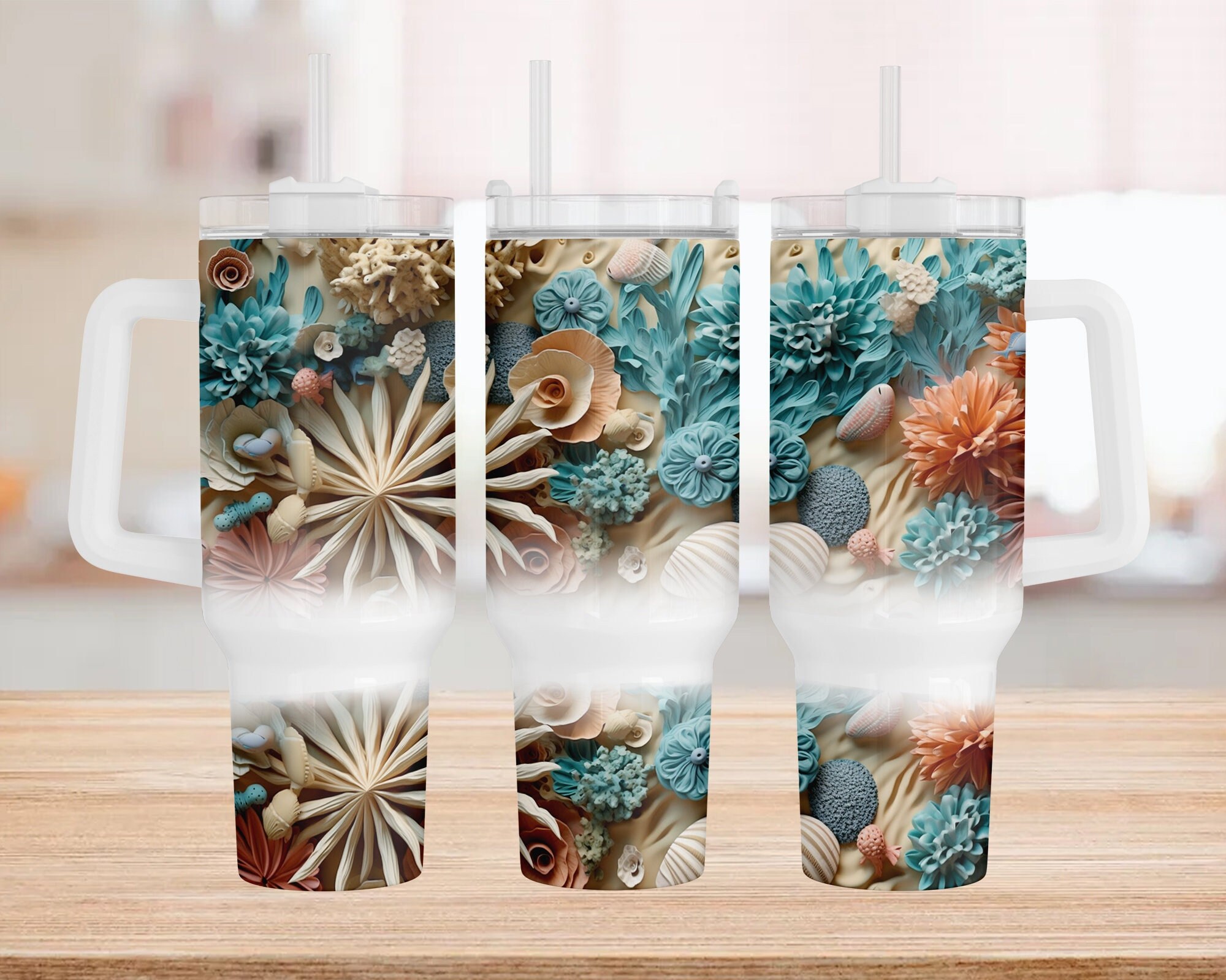 3D Seashells Beach Custom Stanley Cup 40 oz 30 oz Tumbler With HandleTVC2301966