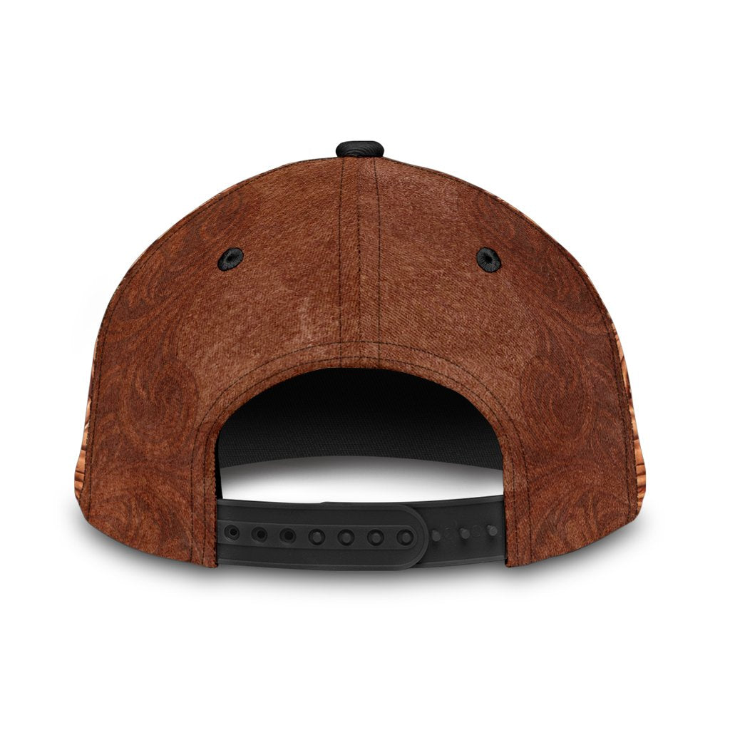 3D Skull Classic Cap Hat Brown Leather Pattern Skull On Cap Hat For Him Her Trucker Hats Custom Hats Gifts For Men & Women